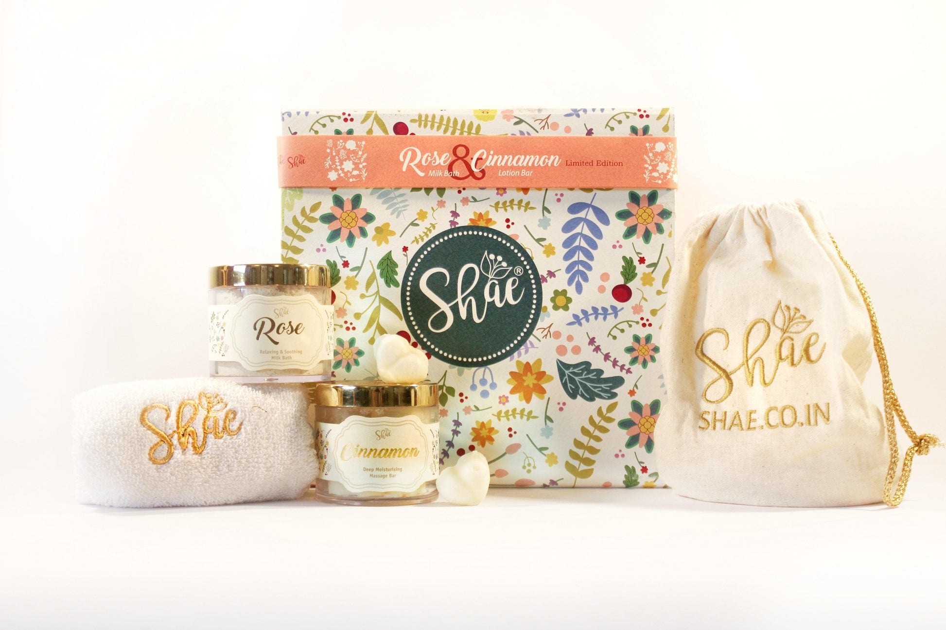 Spa Gift Kit by Shae | Rose Milk Bath & Cinnamon Massage Bar - Shae