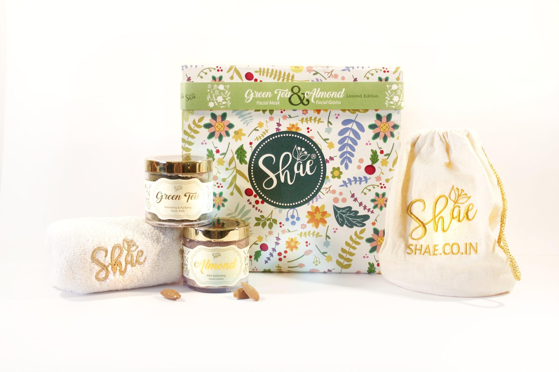 Spa Gift Kit by Shae | Green Tea Facial Mask & Almond Facial Grains - Shae